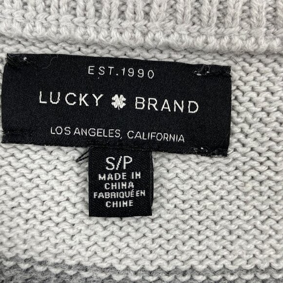 Lucky Brand Women Small Grandpa Core Comfy Black Gray Oversized Striped Sweater - Picture 3 of 14